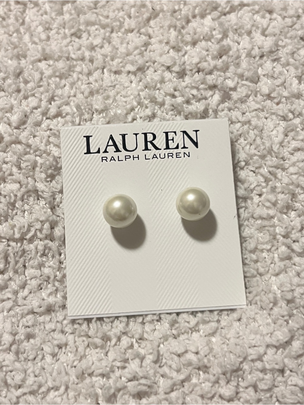 Ralph Lauren Cream Pearl Stud Earrings - Picture 2 of 5